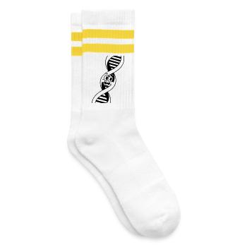 DNA - Gestreifte Tennissocken - Weiß/Gelb - Rechts
