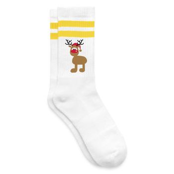 Weihnachten - Gestreifte Tennissocken - Weiß/Gelb - Rechts
