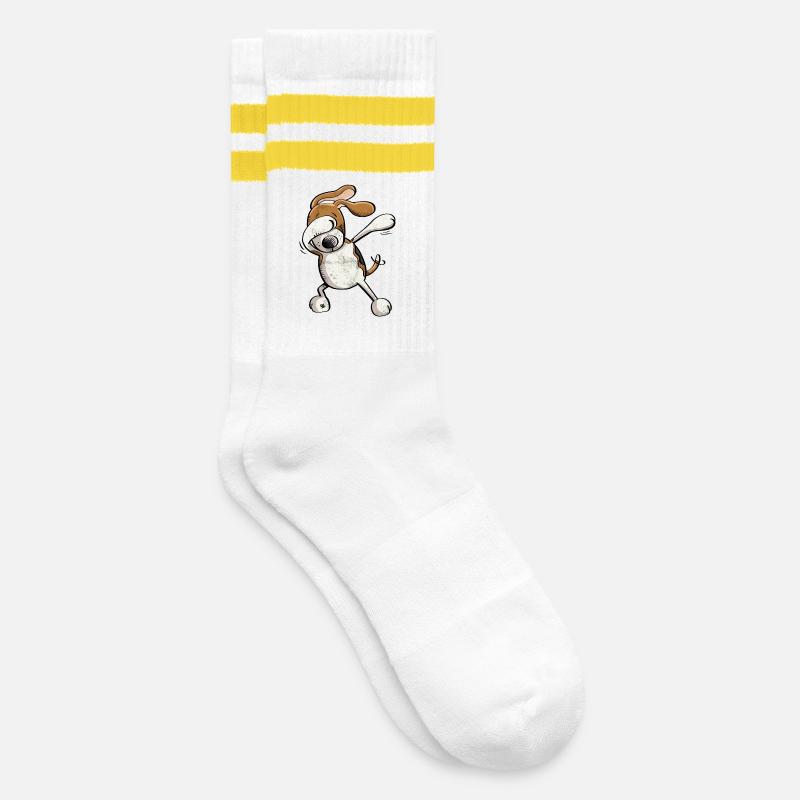 Frais Dab Beagle - Chien - tamponner - Danse - Chaussettes de tennis - blanc/jaune