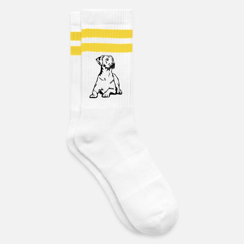Rhodesian Ridgeback - Striped tennis socks - white/yellow