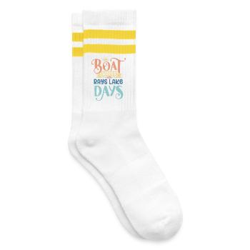 Boot Wellen Sonnenstrahlen See Tage - Gestreifte Tennissocken - Weiß/Gelb - Rechts