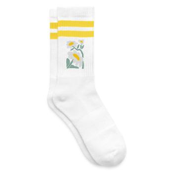 Playful Daisy Illustration - Striped tennis socks - white/yellow - Right