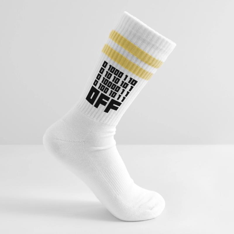 Binary Code F**k OFF – Nerd Humor & Geek Code Striped tennis socks