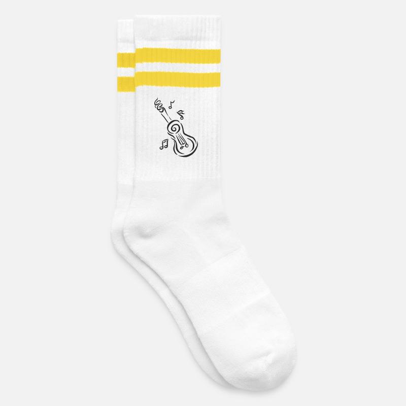 Spiral Guitar with Notes - Striped tennis socks - white/yellow