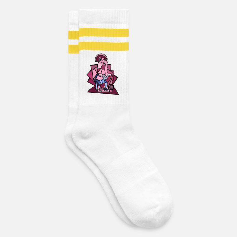 Moi, trop réfléchir avec mon chat - Chaussettes de tennis - blanc/jaune