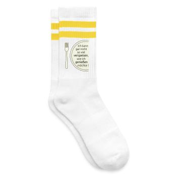 Eat and enjoy - Striped tennis socks - white/yellow - Right