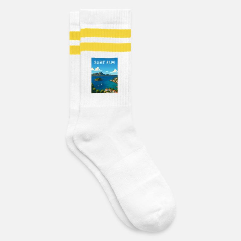Sant Elm - Majorca - Striped tennis socks - white/yellow