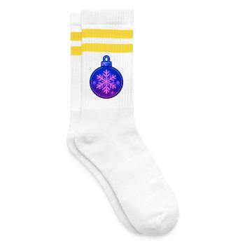 Christmas Ball Ornament - Striped tennis socks - white/yellow - Right