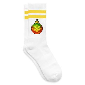 Christmas Ball Snowflake Ornament - Striped tennis socks - white/yellow - Right