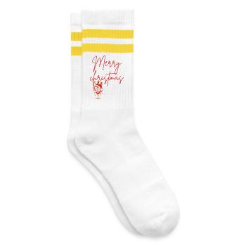 Merry Christmas - Striped tennis socks - white/yellow - Right