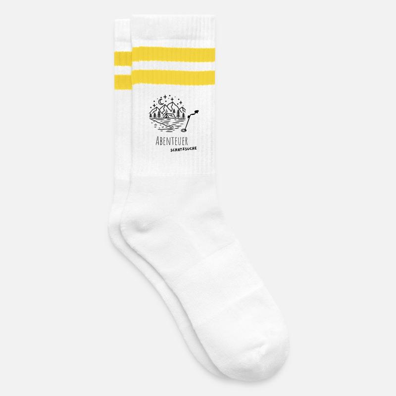 Abenteuer_Schatzsuche_Wald - Gestreifte Tennissocken - Weiß/Gelb