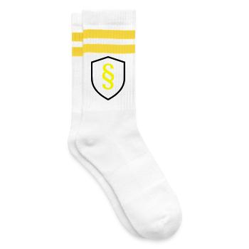 Paragraph Shield Law - Striped tennis socks - white/yellow - Right