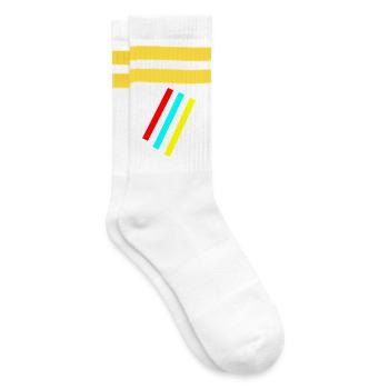 Streifen - Vektor - Gestreifte Tennissocken - Weiß/Gelb - Rechts