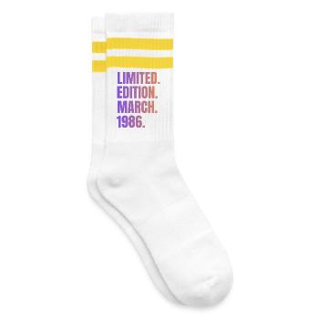 March 1986 Year 1986 Retro 1986 Limited Edition - Striped tennis socks - white/yellow - Right