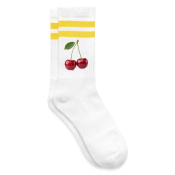 Kirsche Kirschen Cherry Shirt, hoodie, Shorts - Striped tennis socks - white/yellow - Right