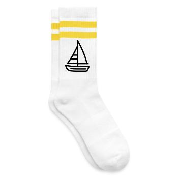 Boot - Gestreifte Tennissocken - Weiß/Gelb - Rechts
