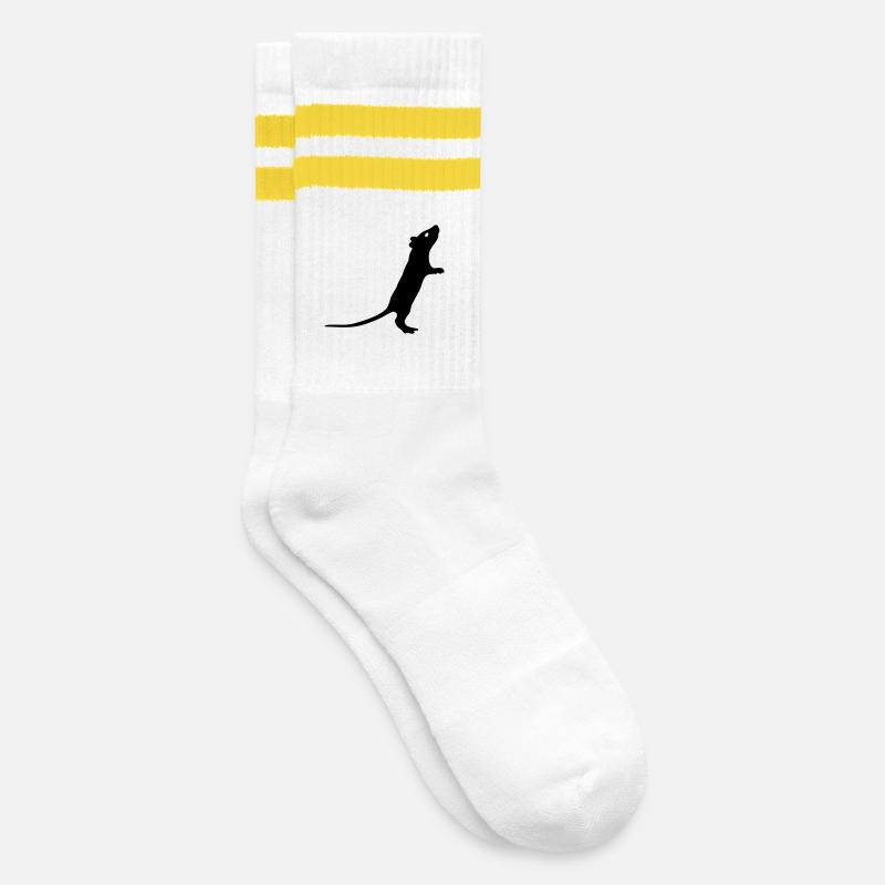 Ratte - Gestreifte Tennissocken - Weiß/Gelb