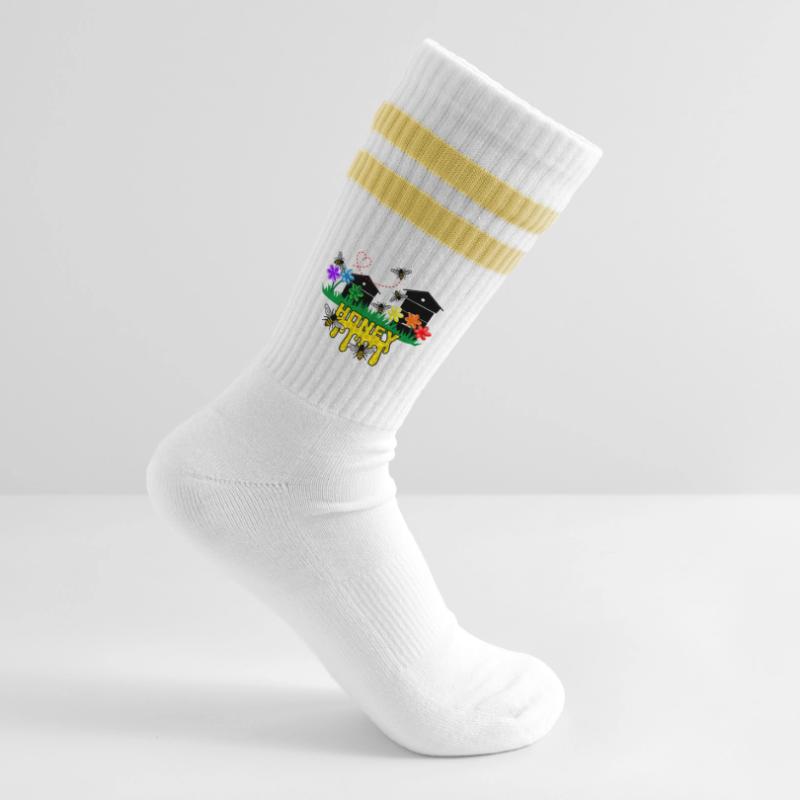 Honiggewächshäuser oder Bienenstöcke mit Bienen Gestreifte Tennissocken
