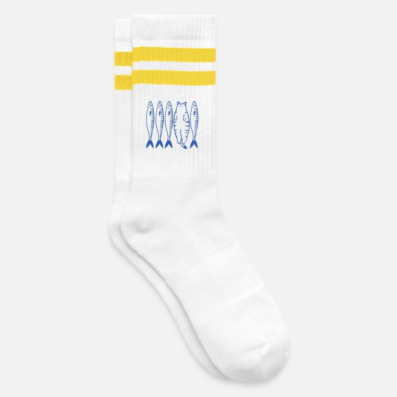 chat blanc et companie - Chaussettes de tennis - blanc/jaune