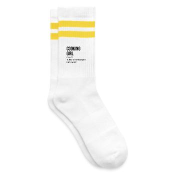 Kochen - Gestreifte Tennissocken - Weiß/Gelb - Rechts