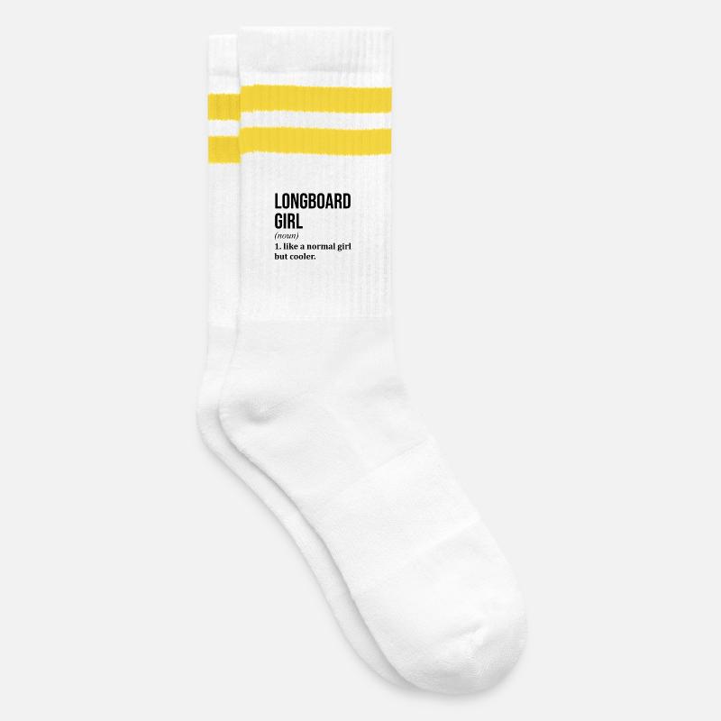 Longboard - Striped tennis socks - white/yellow