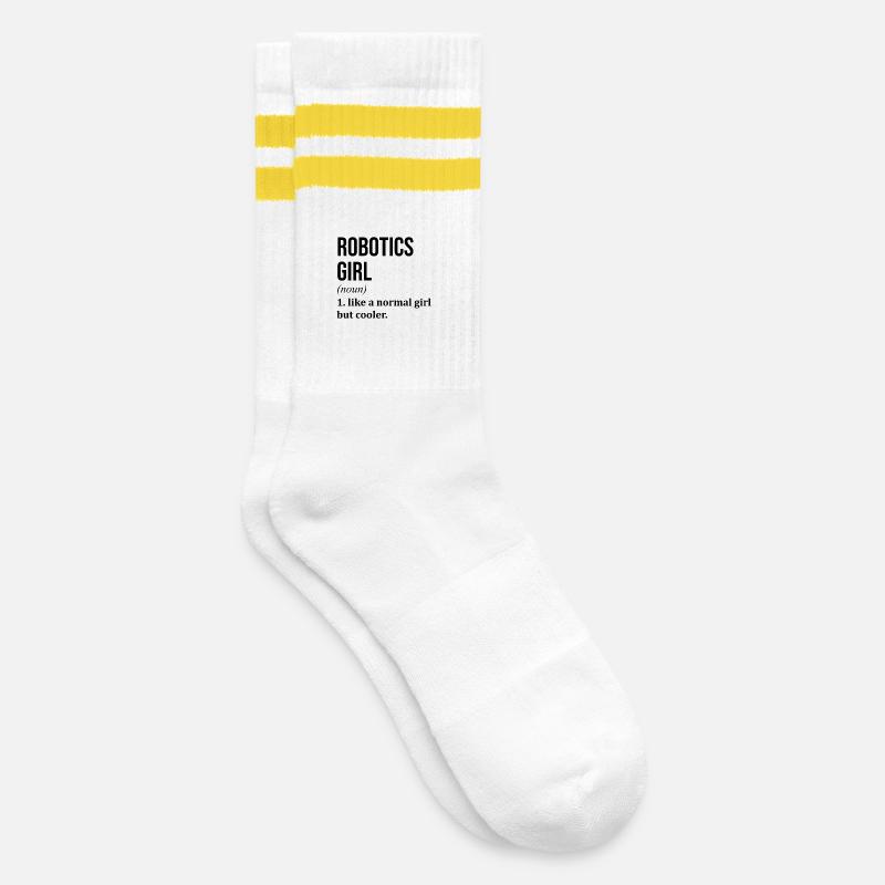Robotertechnik - Gestreifte Tennissocken - Weiß/Gelb