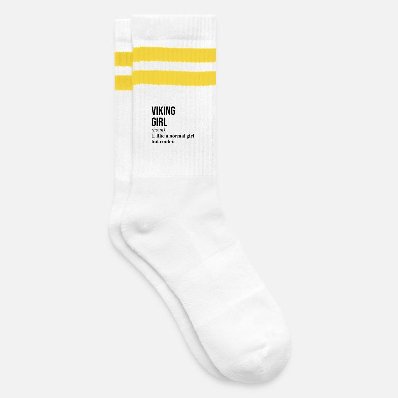 Wikinger - Gestreifte Tennissocken - Weiß/Gelb
