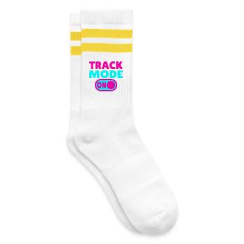 Track Mode On – Focus on Speed - Striped tennis socks - white/yellow - Right