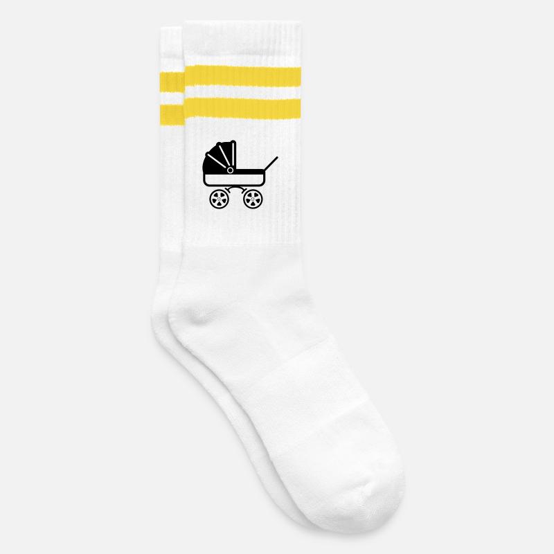 Pram stroller - Striped tennis socks - white/yellow