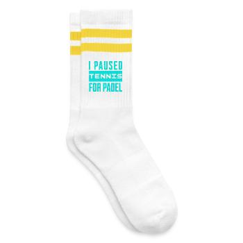 Tennis & Padel Hoodie, für echte Racket Fans - Gestreifte Tennissocken - Weiß/Gelb - Rechts