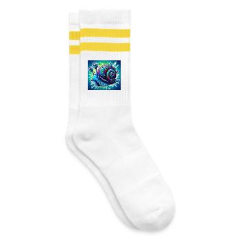 Schnecke - Gestreifte Tennissocken - Weiß/Gelb - Rechts