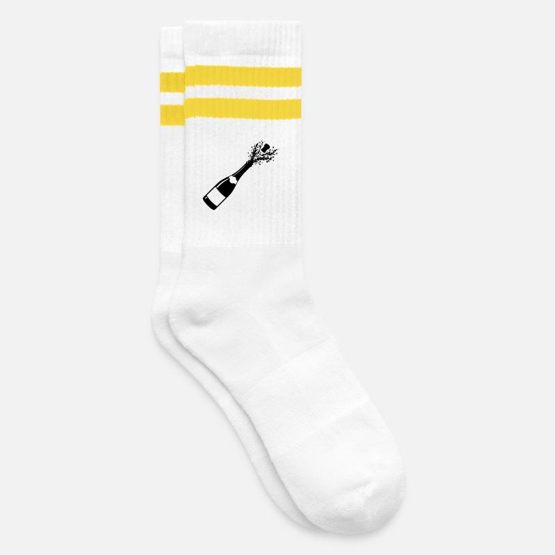 Sparkling Bottle Pop Silhouette - Striped tennis socks - white/yellow