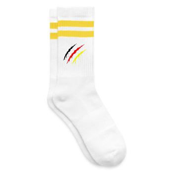 krallen_deutschland - Gestreifte Tennissocken - Weiß/Gelb - Rechts
