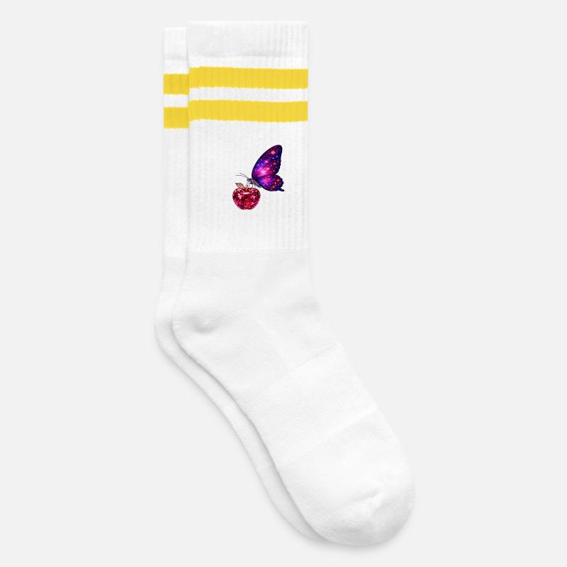 Ruby Life – Power Butterfly - Striped tennis socks - white/yellow