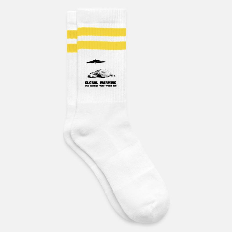 Global Warming / Climate Change / Global Warming - Striped tennis socks - white/yellow