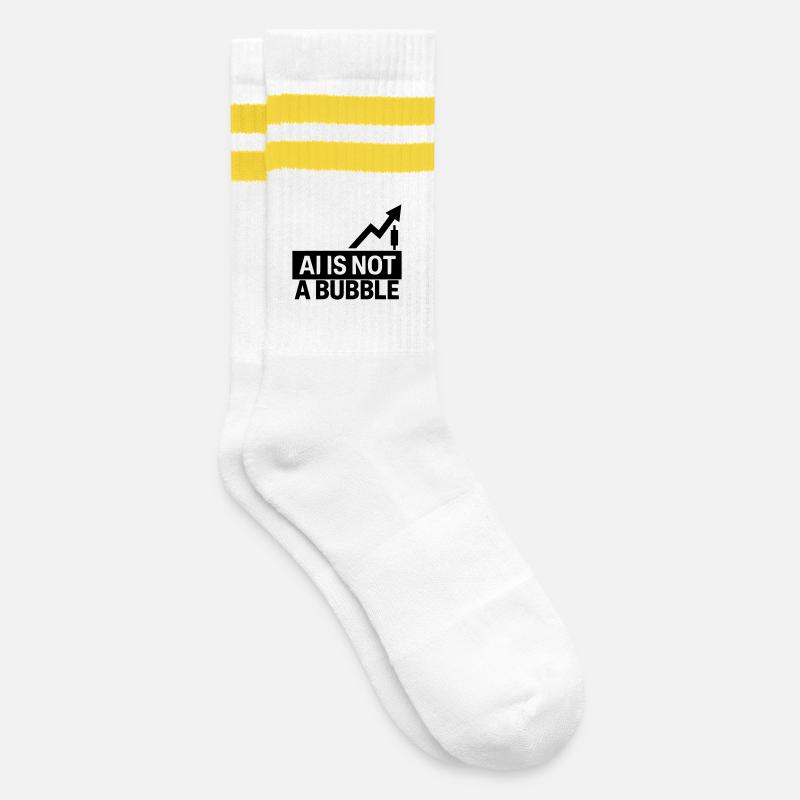AI Is Not a Bubble - Gestreifte Tennissocken - Weiß/Gelb