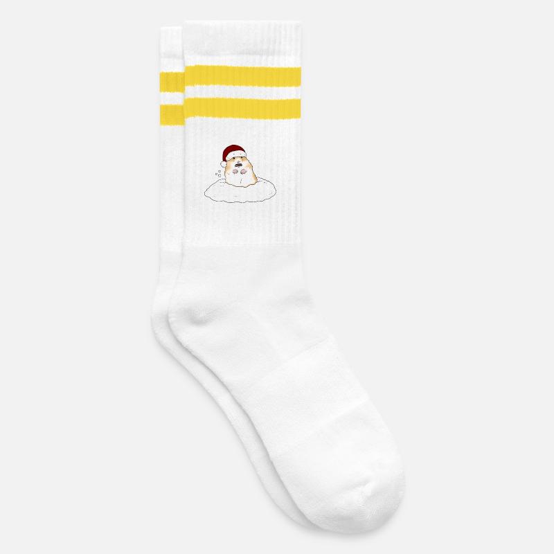 Hamster de Noël dans la neige - Chaussettes de tennis - blanc/jaune