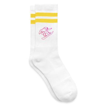Ein Motiv nur für Snowboard für Frauen - Gestreifte Tennissocken - Weiß/Gelb - Rechts