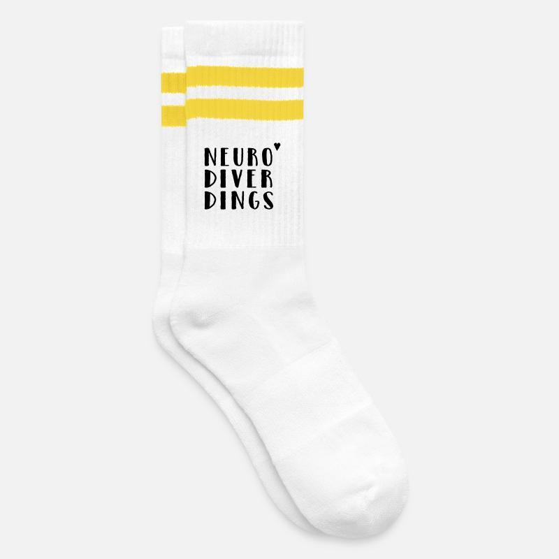 Neurodiverdings - Gestreifte Tennissocken - Weiß/Gelb