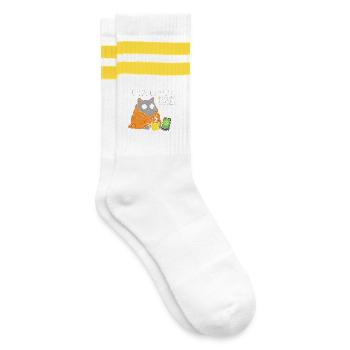 Katzenmorgentasse Kuscheldecke - Gestreifte Tennissocken - Weiß/Gelb - Rechts