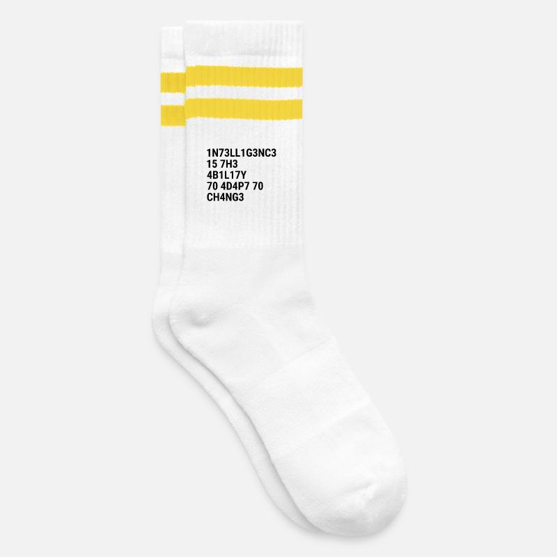 L’intelligence, c’est la capacité à s’adapter au changement. - Chaussettes de tennis - blanc/jaune