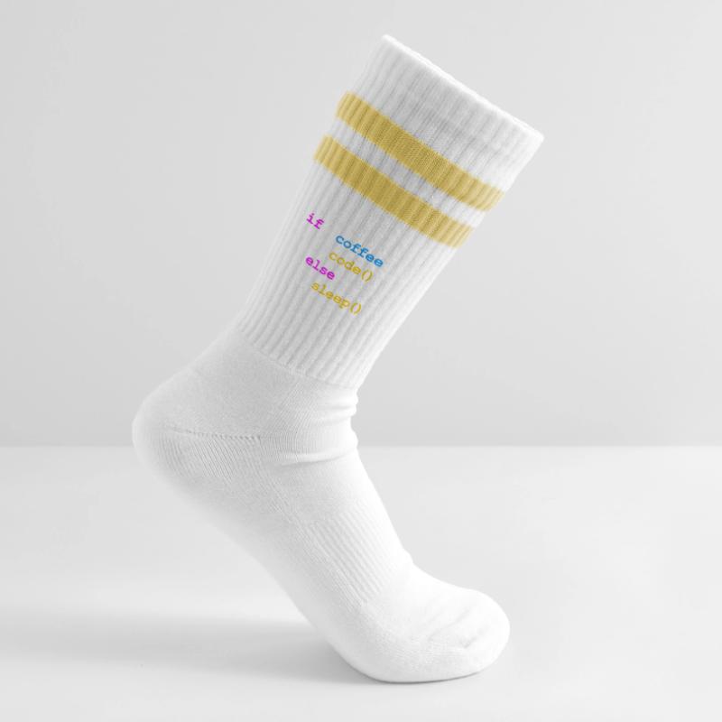 No Coffee No Code Programmer Computer Scientist Striped tennis socks
