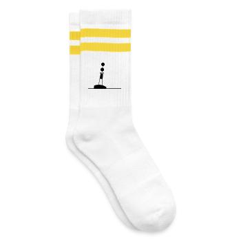Tonne - Boje Nordsee Segeln Ostsee Maritim - Gestreifte Tennissocken - Weiß/Gelb - Rechts