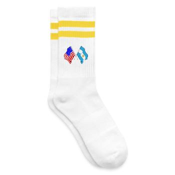 Flagge USA und Flagge Argentinien - Gestreifte Tennissocken - Weiß/Gelb - Rechts