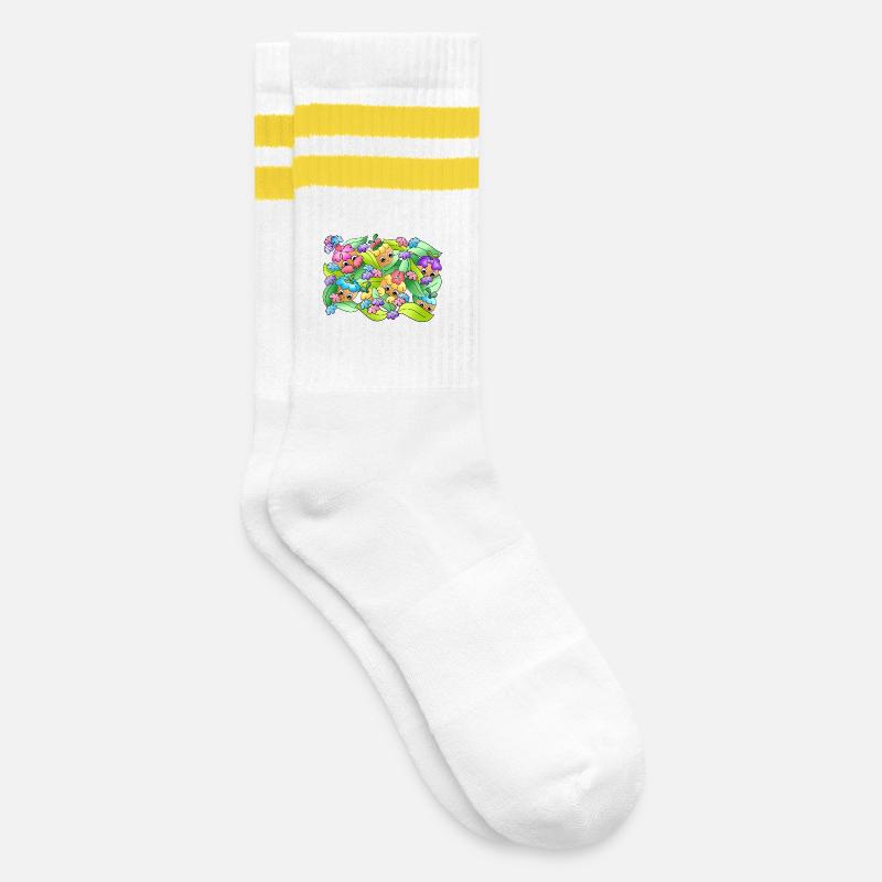 Dreamy Knobs | Summer | Foliage | Nature - Striped tennis socks - white/yellow