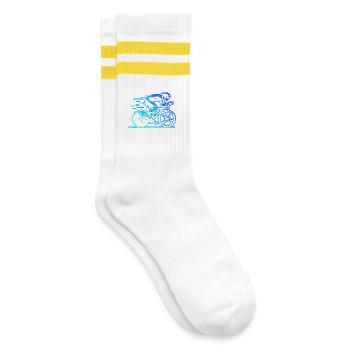 I love road bikes, cool design for racing bikes - Striped tennis socks - white/yellow - Right