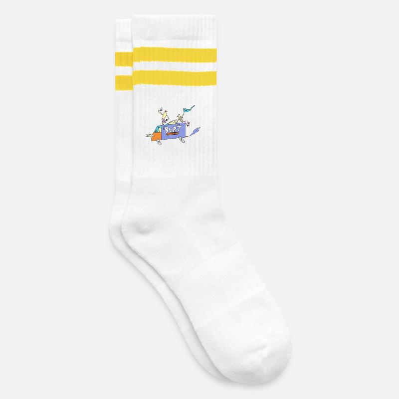 Bert_Express - Striped tennis socks - white/yellow