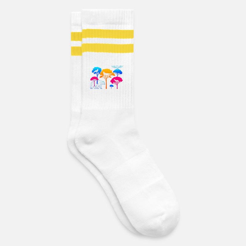 Neon Forest - Gestreifte Tennissocken - Weiß/Gelb