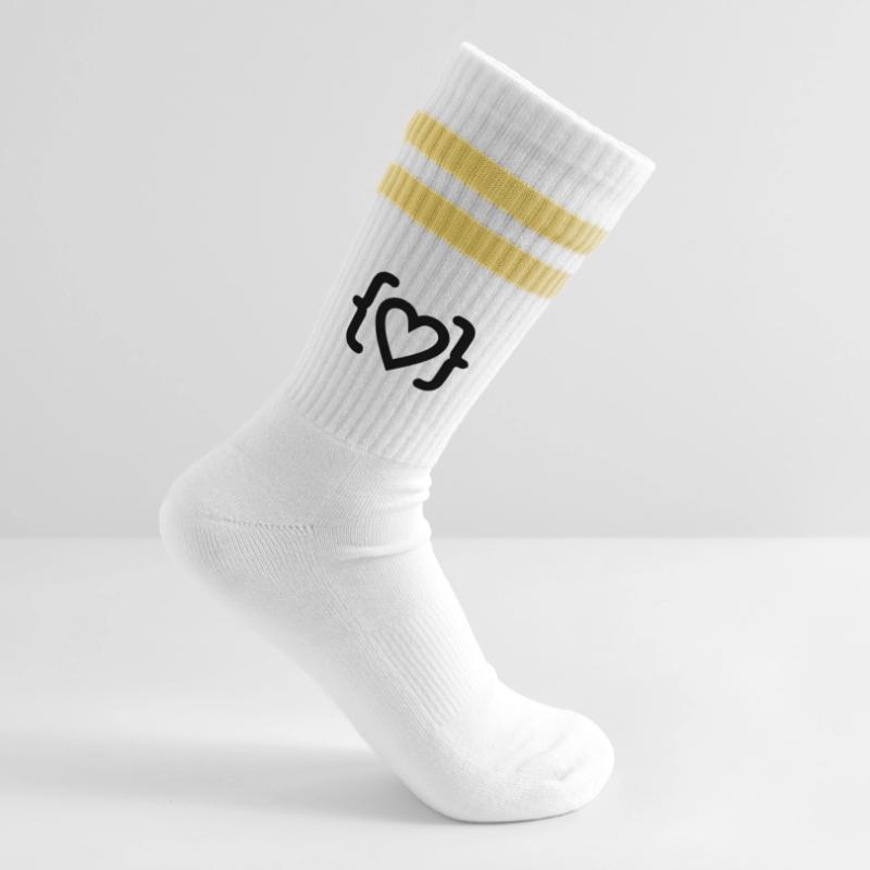 Herz des Programmierer-Code-Logos Gestreifte Tennissocken
