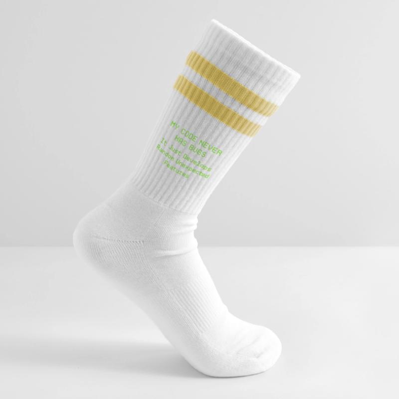 My code never has bugs, it just develops randomly Striped tennis socks